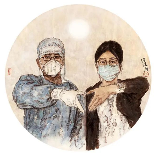 中國美術家<em>協會會員</em>呂進成抗疫作品。