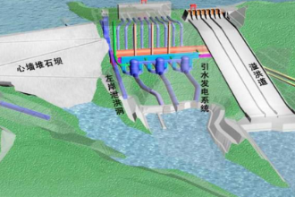濡扎渡<em>水電站</em>樞紐建筑物透視圖